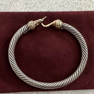 David Yurman, silver and gold clasp bracelet with diamonds
